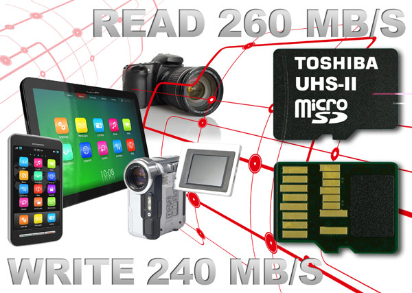  Toshiba microSD UHS-II  64       260 /  240 / 